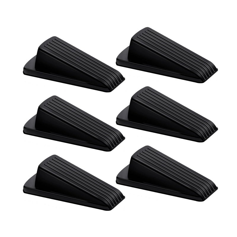 Lesunsul Door Stop  Door Stopper  Door Wedge  6 Pack Rubber Door Stopper  Rubber Door Stops for Bottom of Door  Works on All Floor Types-Black - Image 1